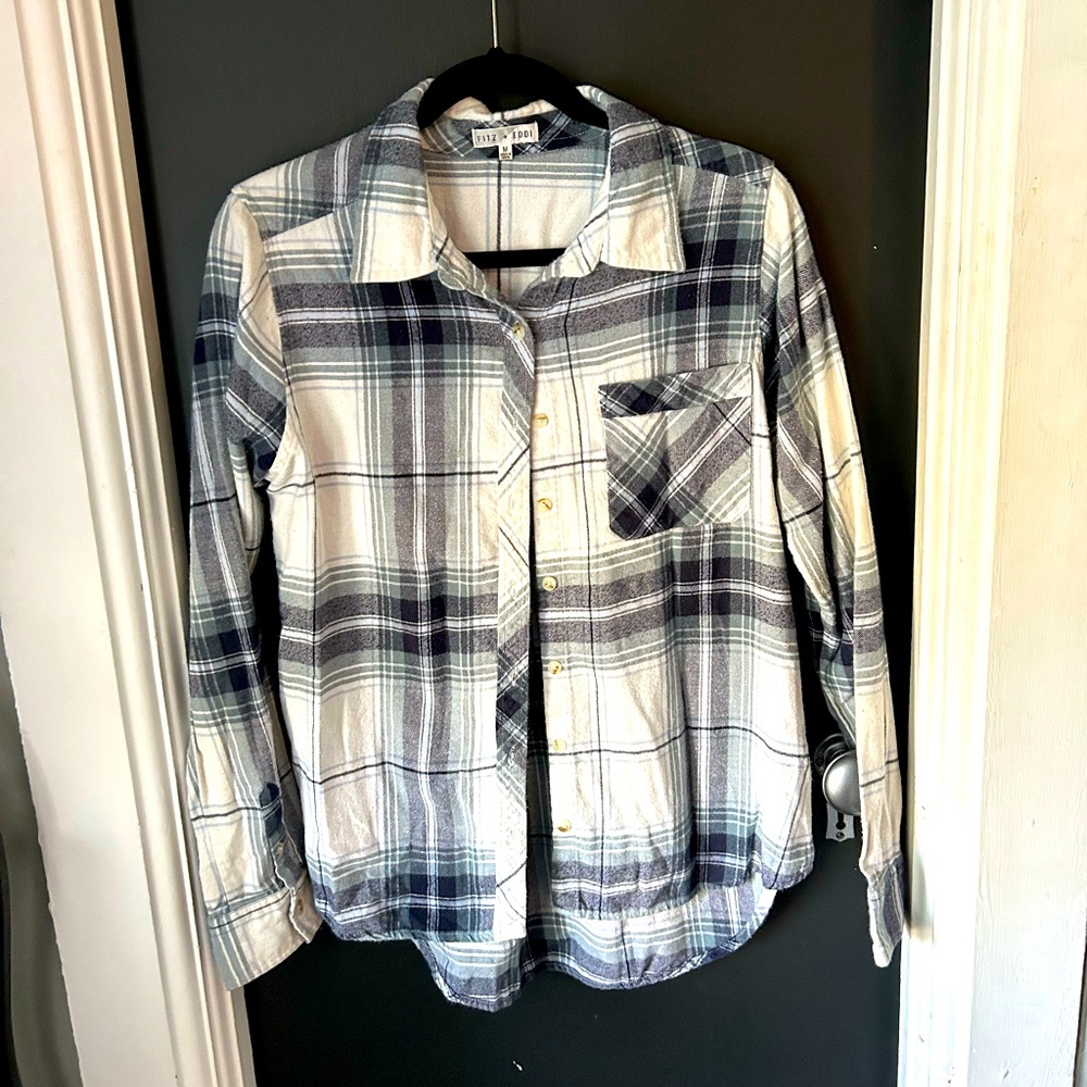 White and navy flannel